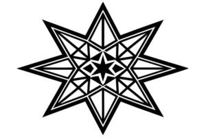 Intricate Eight-Pointed Star Mandala A Striking Black and White Geometric Design for Mystical and Spiritual Art vector