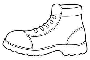 Stylish Lace-Up Boot Design A Clean Line Drawing of a Trendy Ankle Boot, Perfect for Fashion Illustration, Coloring Pages, or Apparel Design vector