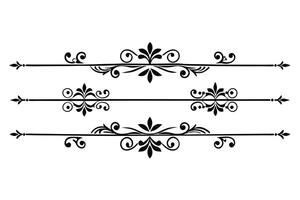 Elegant Black and White Floral Flourishes Decorative Dividers for Design Projects, Adding a Classic and Refined Touch vector
