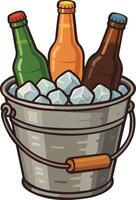 Illustration of Ice Bucket with Beer Bottles vector