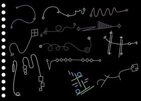 A set of different colored lines and symbols on a blackboard vector