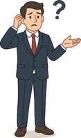 Illustration of Confused Businessman with Question Mark vector