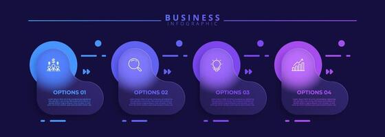 Infographic label template with icons and four clear steps. Perfect for visualizing processes, enhancing presentations vector