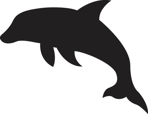 Dolphin silhouette on white background