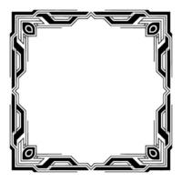 Art Deco Frame Illustration, Black and White Geometric Border, Square vector