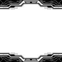 Tech Frame Border Futuristic Circuit Board in Black and White vector