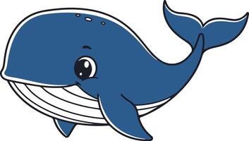 A cartoon whale with a blue body and white vector