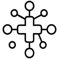 Medical Cross Connected with Circles, Healthcare Network, Connection and Communication Symbol Outline Design vector