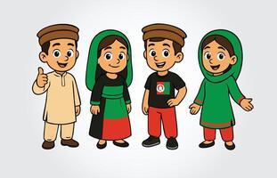 Afghan Kids Man Cartoon Character Template vector