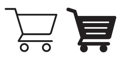 Simple Line and Solid Shopping Cart Icons Minimalist Design for E-commerce Websites and Apps - Professional digital artwork with vibrant colors and detailed composition vector