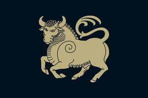 simple bull illustration with ornaments vector
