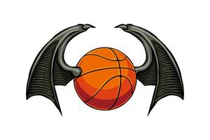 illustration of a basketball with devil wings vector