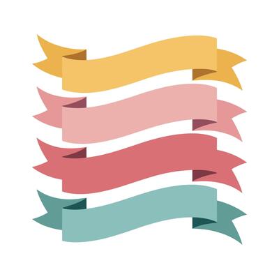 Colorful Ribbon Banners Set Flat Design
