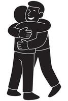 Silhouette of a man hugging a person in a warm celebratory gesture vector