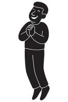 Silhouette of a man standing on tiptoes with hands clasped in joy vector