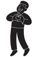 Silhouette of a man making a heart shape with both hands in celebration vector