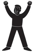 Silhouette of a man celebrating with both fists raised triumphantly in the air vector