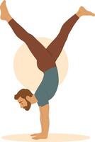 Man Practicing Handstand Yoga Pose vector