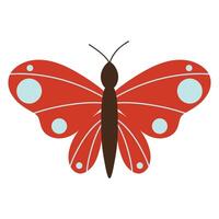 Hand drawn red butterfly on a white background, simple insect butterfly illustration vector