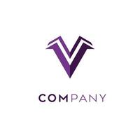 V letter logo with minimalist abstract style vector