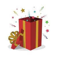 Gift with open top lid on the side vector