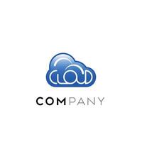 Cloud logo with blue and white gradient style vector