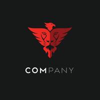Bird head logo combined with lion face in abstract style vector