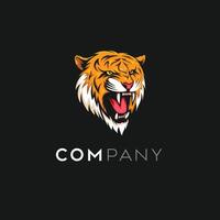 Logo of a roaring tiger head with sharp fangs vector