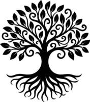 Circular Tree of Life with Intricate Roots and Swirling Branches vector