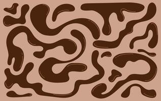 Set collection of liquid abstract hot chocolate blob shapes. elements bubbles drops isolated illustrations vector