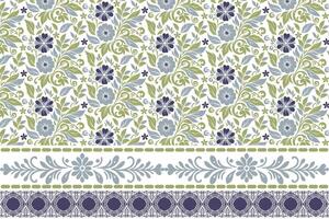 floral pattern sketch in one line. embroidery style border with leaves and flowers. repeat motif textile. fashion and home surface application vector