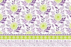 trendy botanical floral design. embroidery border in sketch outline. one line flower pattern in repeat. home textile and fashion fabric print vector