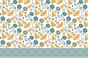 trendy botanical line art. embroidery style flower sketch. one line border motif in repeat. modern textile surface for kitchen and home vector