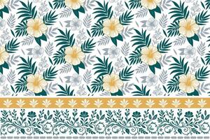 elegant flower and stem motif. one line embroidery border sketch. minimal botanical repeat design. home textile and fashion fabric surface vector