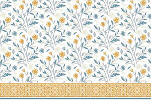 sketch flower and stem design. embroidery edge pattern in outline. one line floral motif in repeat. home and kitchen textile fabric print vector
