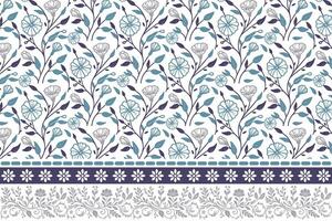 floral outline embroidery border. single line botanical sketch pattern. clean and minimal repeat design. suitable for fashion and interior fabric vector