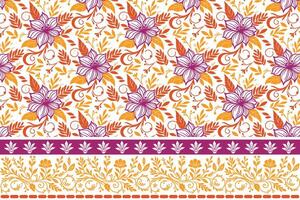 modern outline floral repeat. embroidery style sketch pattern. one line border with flowers and stems. trendy fashion and textile surface vector
