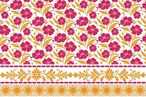 embroidery border floral sketch. one line flower drawing in repeat. minimal botanical pattern. modern textile surface for bedding and fashion vector