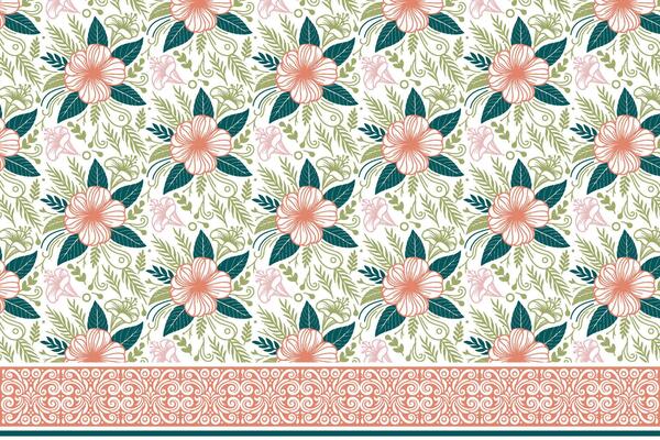 abstract flower motif in sketch. embroidery border with line drawing. one line floral design in repeat. suitable for kitchen and women wear
