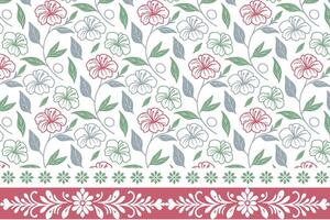 clean line flower design. border embroidery with stem sketch. one line botanical pattern. modern textile idea for pillow and bedsheet vector