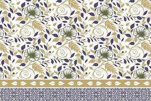 embroidery style floral border. minimal one line botanical pattern. hand drawn sketch with repeat. textile for modern fashion and kitchen items vector