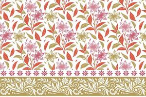 outline floral motif in repeat. embroidery border with line art flowers. modern botanical sketch pattern. textile surface for fashion products vector