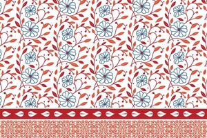 floral motif in outline sketch. embroidery border with petals and leaves. trendy one line textile pattern. fashion and interior design application vector