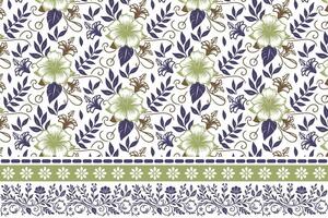 sketch floral repeat pattern. hand drawn embroidery border with petals. modern line art botanical design. suitable for fashion and home use vector