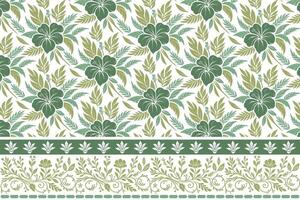 one line flower and stem art. elegant embroidery border design. hand drawn botanical repeat pattern. fashion textile and household print vector