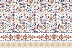 floral border line sketch. delicate one line flower elements. modern embroidery pattern repeat. fabric surface for home textile and accessories vector