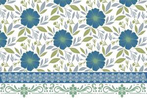 floral repeat pattern in line style. modern embroidered border sketch. minimal one line botanical design. suitable for kitchen and fashion textiles vector