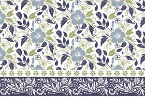 floral border pattern design. sketch line flowers and leaves. modern minimal textile repeat. embroidery inspired motif for household use vector