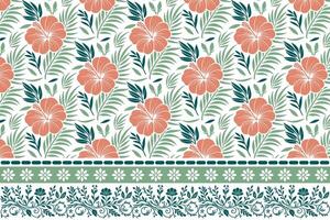 clean one line flower motif. ornamental embroidery style border. hand drawn botanical pattern. textile design for fashion and accessories vector