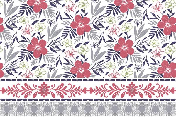 trendy floral sketch illustration. embroidery border with botanical line art. one line flower drawing. perfect for pillow and bedsheet prints